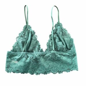 Free People Lace Triangle Bralette in Teal M NWOT